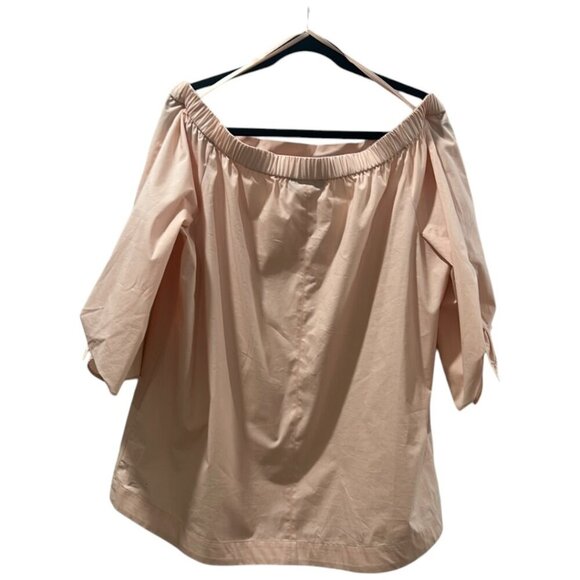 Style & Co Blush Pink Top XL  Off-Shoulder Tie-Cuff Sleeve Flowy Blouse - Picture 4 of 9